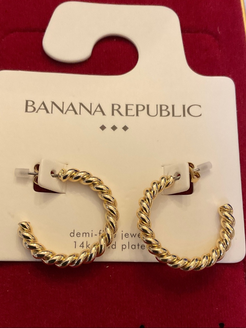 Banana Republic Gold Twisted Rope Hoop Earrings